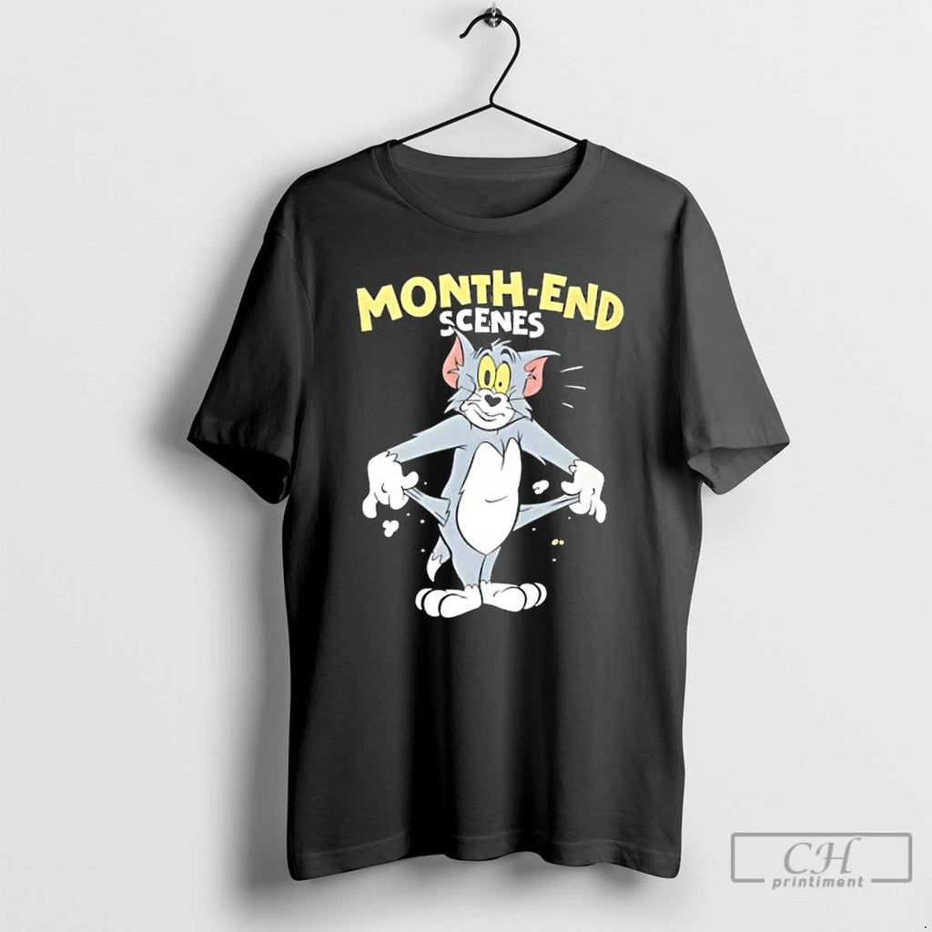 Classic Month End Scenes Funny Cartoon Cat T Shirts