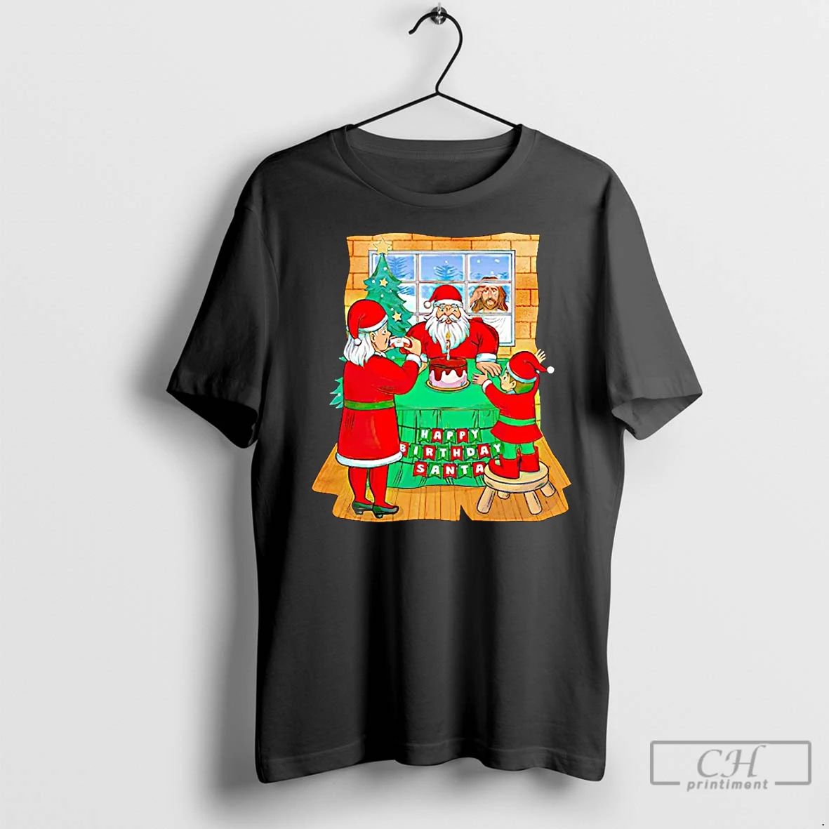 Classic Santas Family Have Dinner Jesus Out Of House Christmas