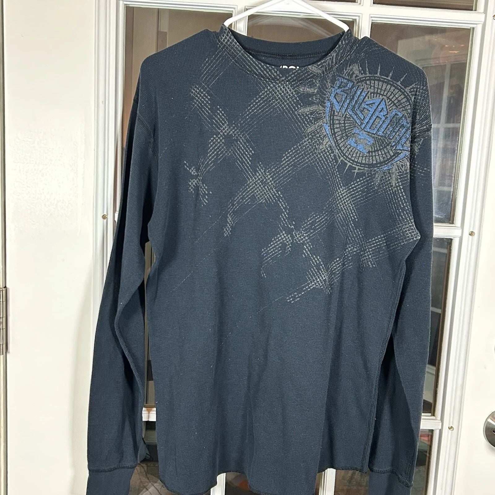 Billabong Men’s Thermal Long Sleeve Graphic Shirt Waffle Knit Size Large Surf