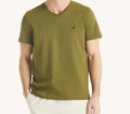 Nautica Men’s V-Neck T-Shirt Olive Green Army Green Short Sleeve Size L