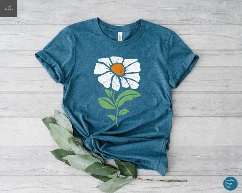 Boho Daisy Flower Comfort Tee Shirt Botanical Style