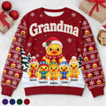 Custom Name Christmas Duck Family Gifts For Grandma - Personalized Ugly Sweatshirt