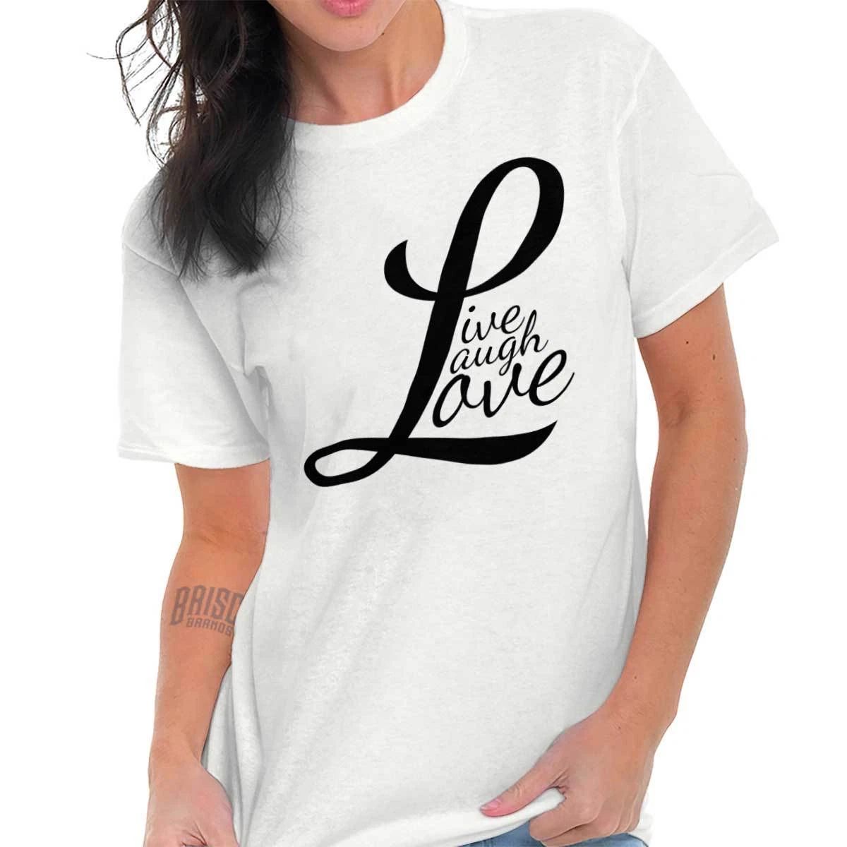 Live Laugh Love Cute Romantic Valentines Day Womens Crewneck T Shirt Tees Tops