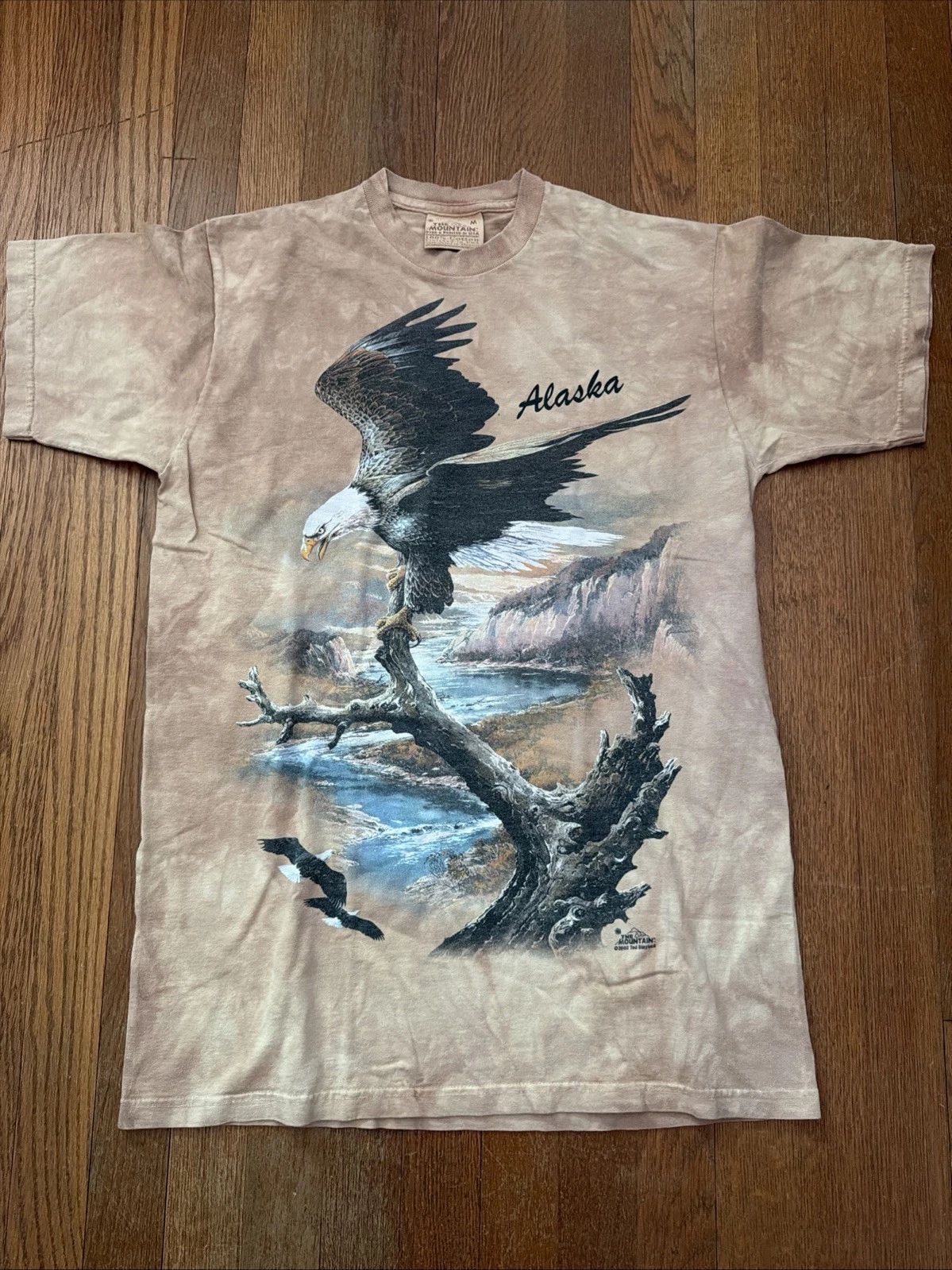 Vintage The Mountain Alaska Bald Eagle Shirt Mens 200 Ted Blaylock Tan Y2k USA M