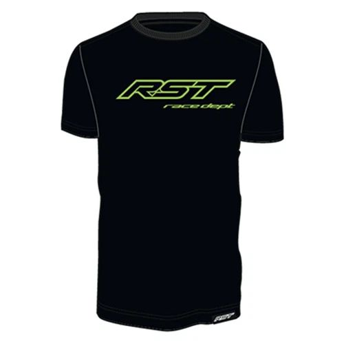 RST T-Shirt Race Department Logo Black Flo Green Motorcycle Casual Cotton