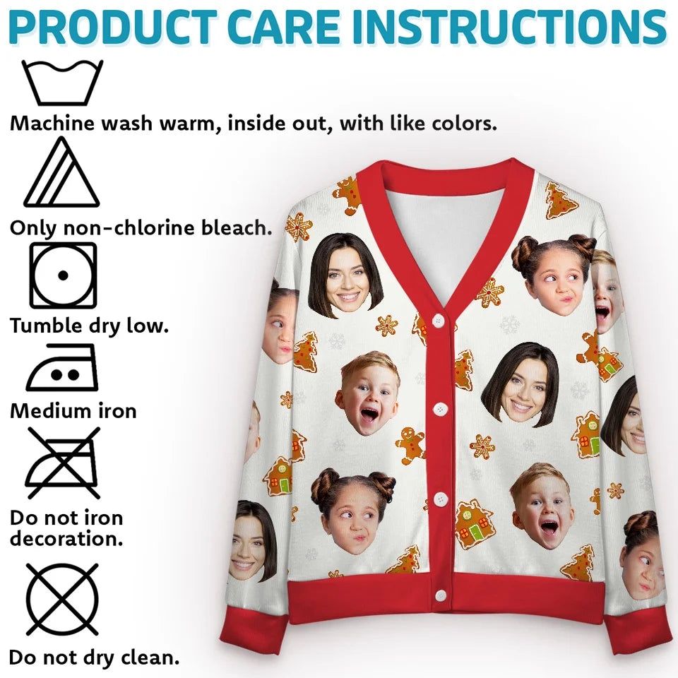 Custom Photo Christmas Is A Time For Families - Family Personalized Custom Ugly Christmas Cardigan - Christmas Gift For Family