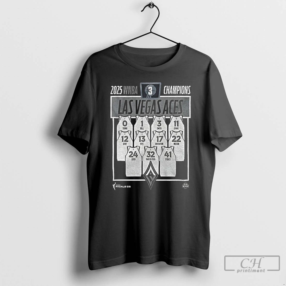 Classic Las Vegas Aces Basketball Stadium Essentials 2025 Wnba Finals Champions Jersey Roster T Shirts