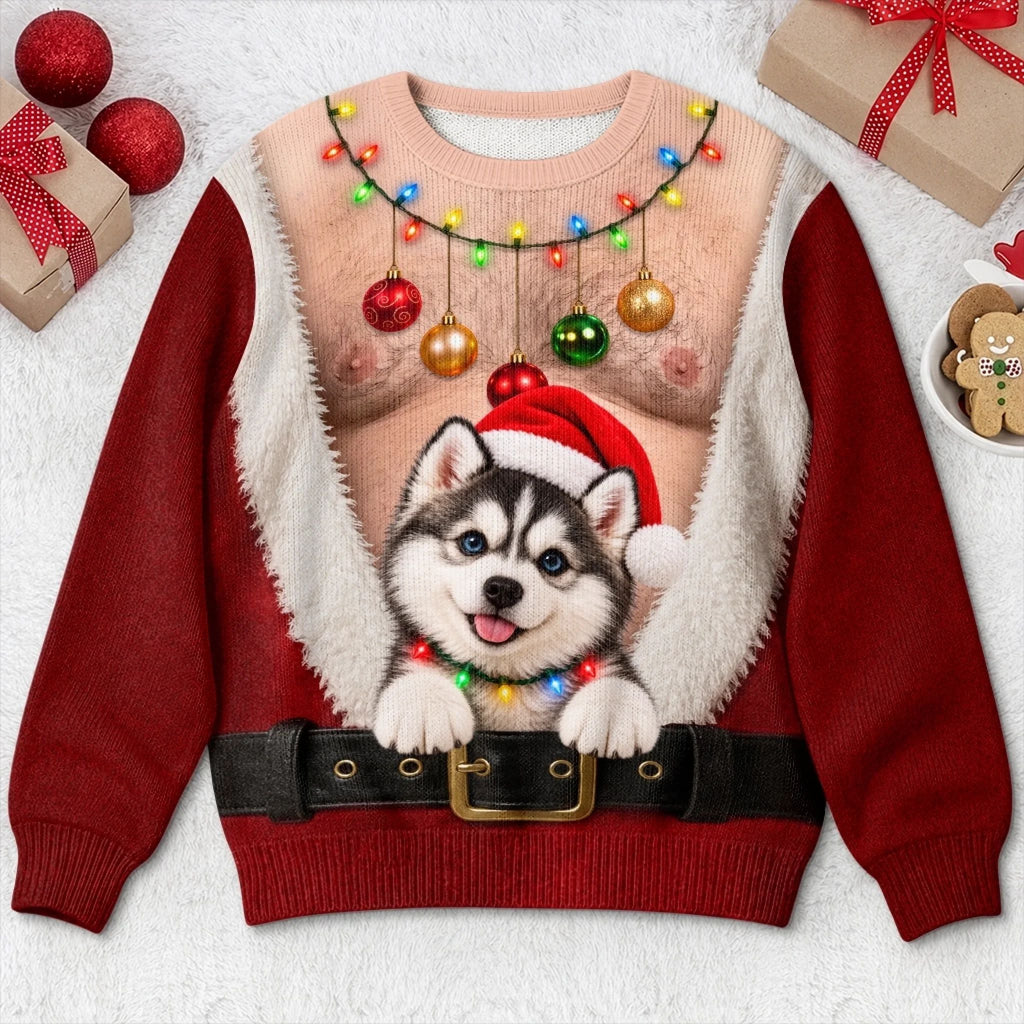 Custom Funny Pet Photo Christmas Gifts For Dog And Cat Lovers - Personalized Ugly Sweatshirt