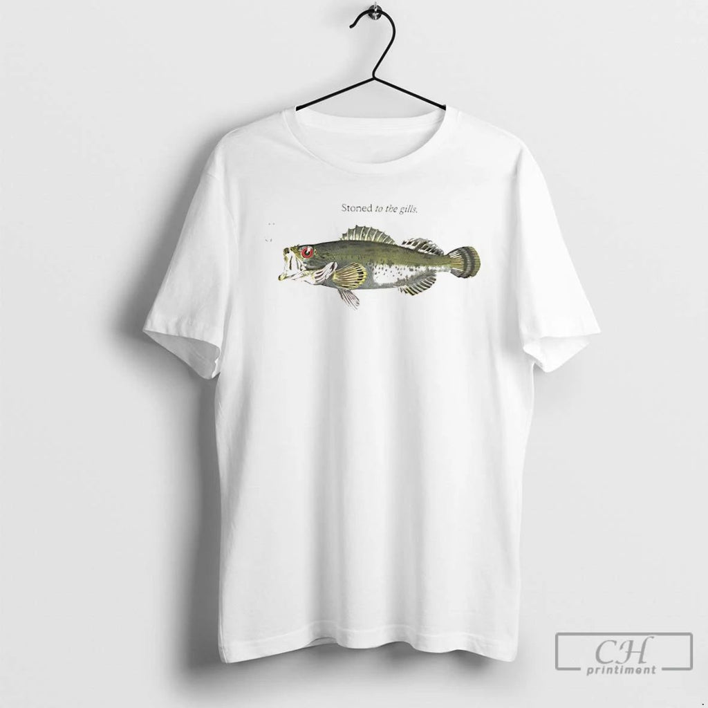 Classic Fish Stoned To The Gills Meme Graphic T Shirts