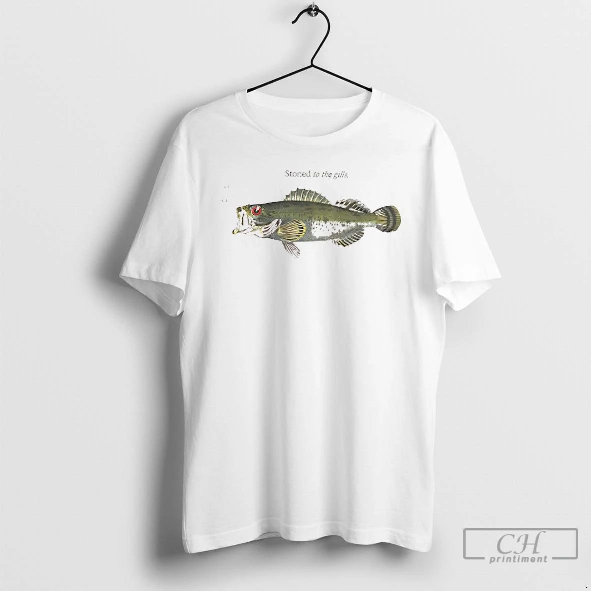Classic Fish Stoned To The Gills Meme Graphic T Shirts