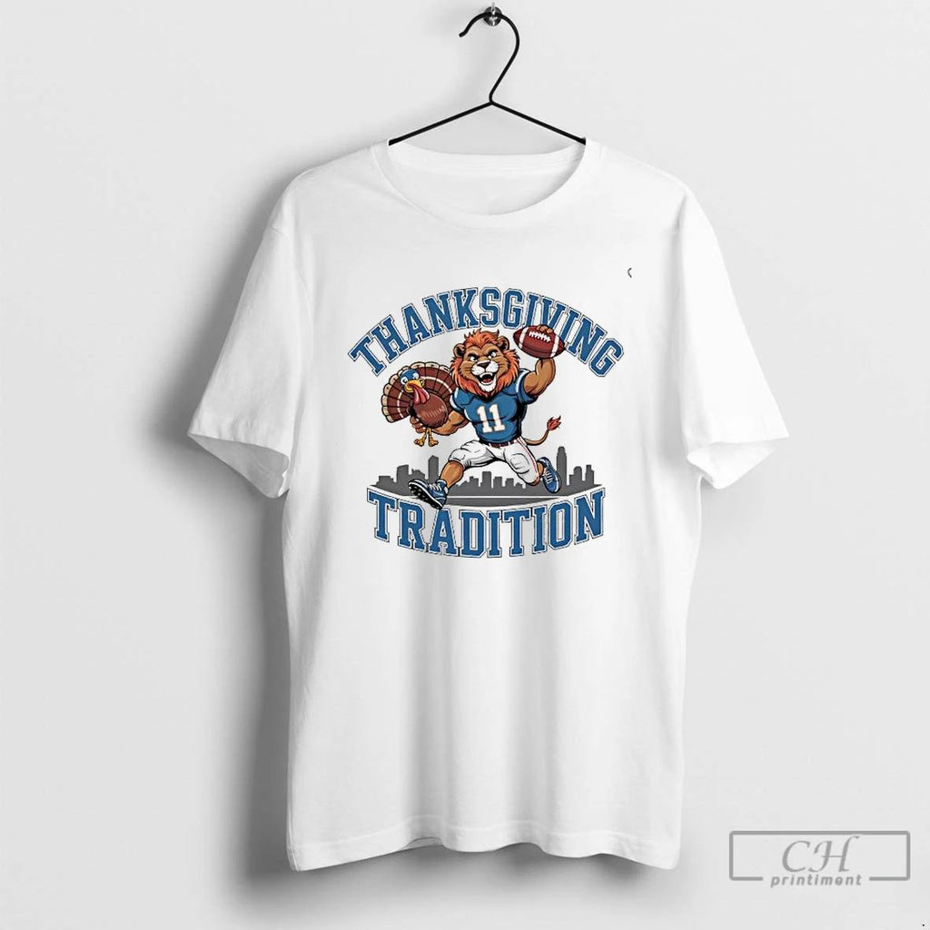 Premium Detroit Lions Thanksgiving Game Day Tradition Logo T Shirts