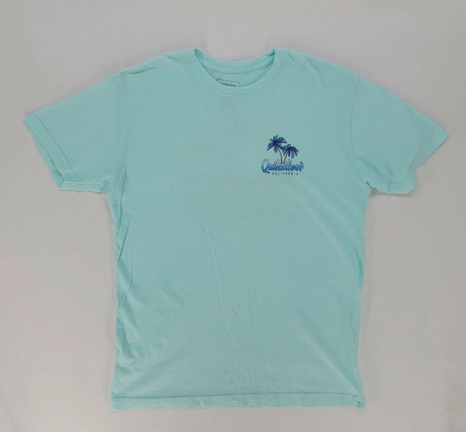 Quiksilver T-shirt Men's Size Large California Pelican Beach Blue Tint Surf