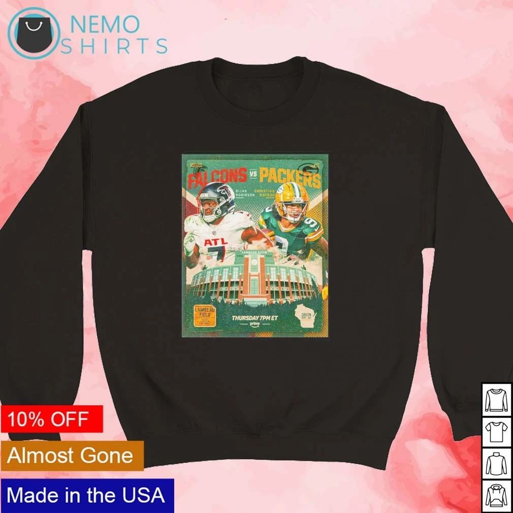 Bijan Robinson and Christian Watson Falcons vs Packers Lambeau Field Thursday Night Football 2026 shirt