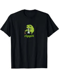 Men's Trendy Frog Graphic Tee - Soft Cotton, Black Crew Neck, Short-Sleeve with