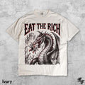 Eat The Rich Dragon Graphic T-Shirt, Vintage 90s Style Fantasy Tee