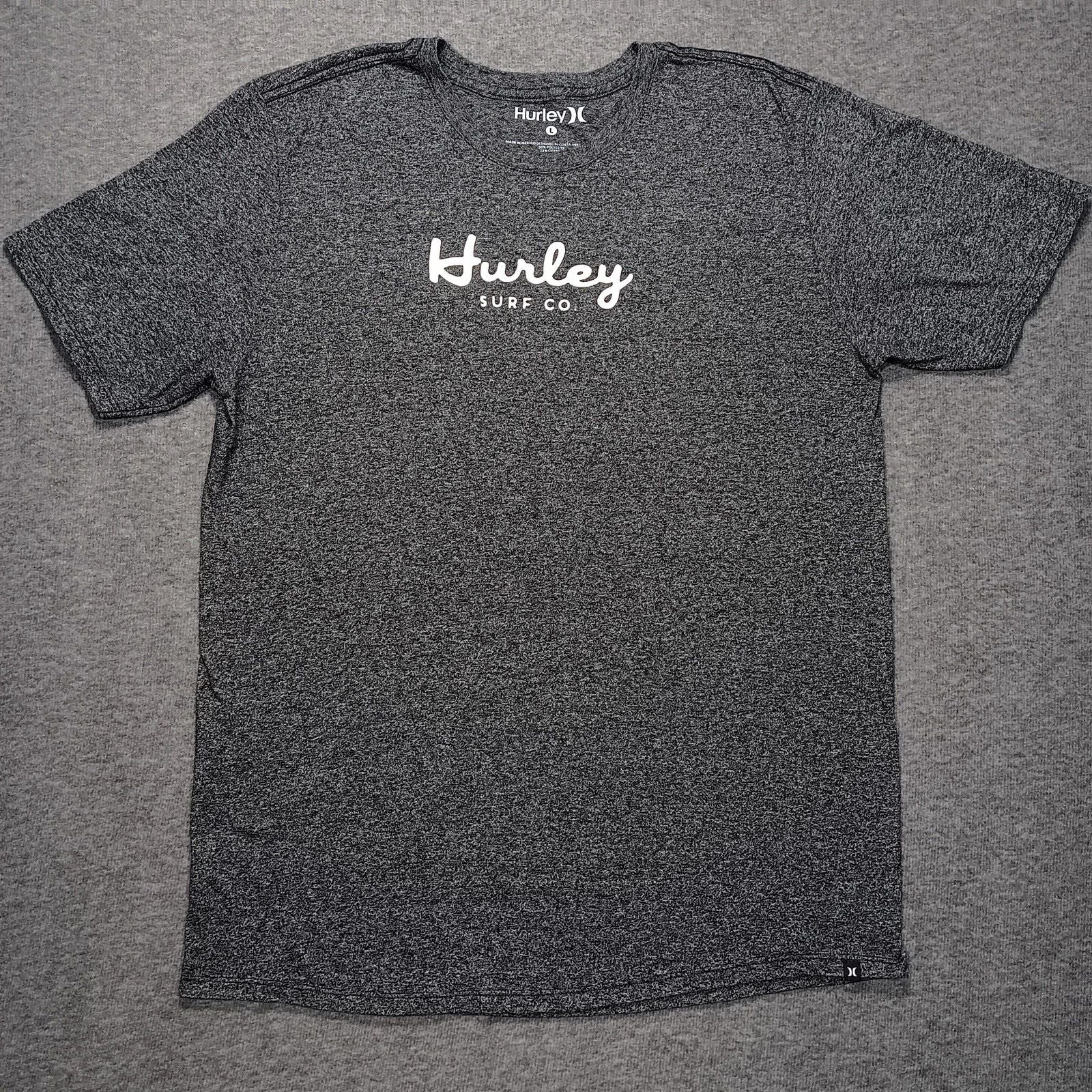 Hurley Shirt Mens Large Gray Heather Surf Co Graphic T-Shirt Casual Crewneck