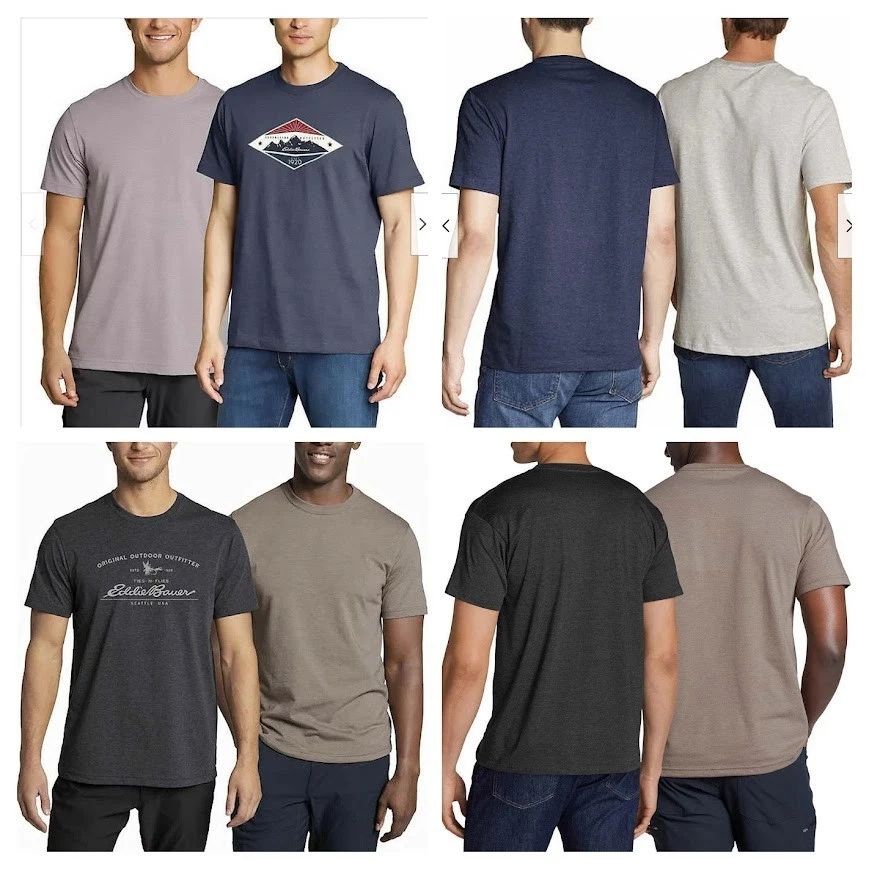 EDDIE BAUER MEN'S DIAMOND GRAPHIC & CREW T-SHIRT 2 PACK