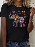 Women's & Men's Plus Size Boho Elephant & Print T-Shirt - 220GSM Pure Cotton S