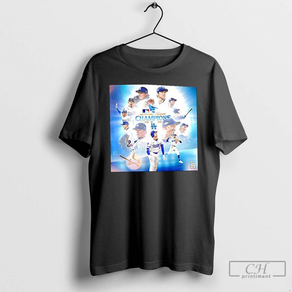 Classic Los Angeles Dodgers Winning The National League Championship In 2025 T Shirts