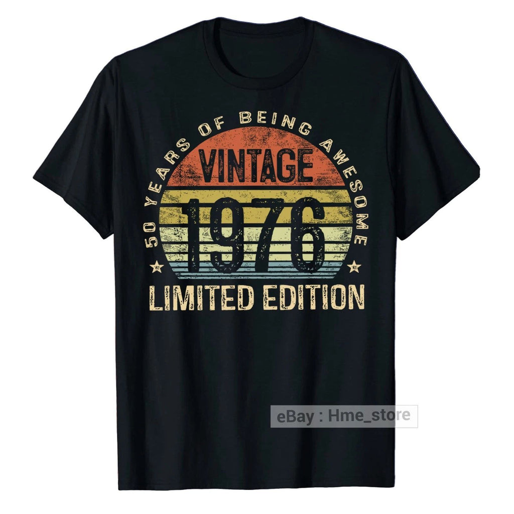 Vintage 1976 Birthday 50 Years Old of Being Awesome T-Shirt 50th Bday Tee Gift