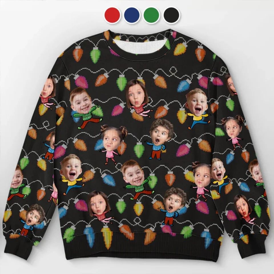 Custom Photo Celebrate The Season With Laughter And Love - Family Personalized Custom Ugly Sweatshirt - Unisex Wool Jumper - Christmas Gift For Family
