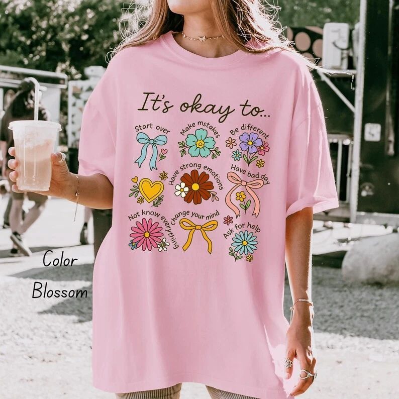 Its Okay Boho Floral Mental Health Comfort Colors