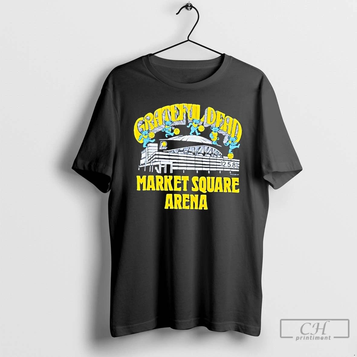 Classic Indiana Pacers X Grateful Dead Bears Market Square Arena T Shirts