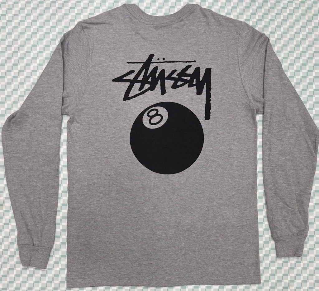 Stussy 8 Ball Gray  T- Shirt Men's  SIZE  XS AND LG   2k Skate Surf.