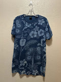 Scotch & Soda Mens T shirt Large Floral Blue Hawaiian Tropical Boho