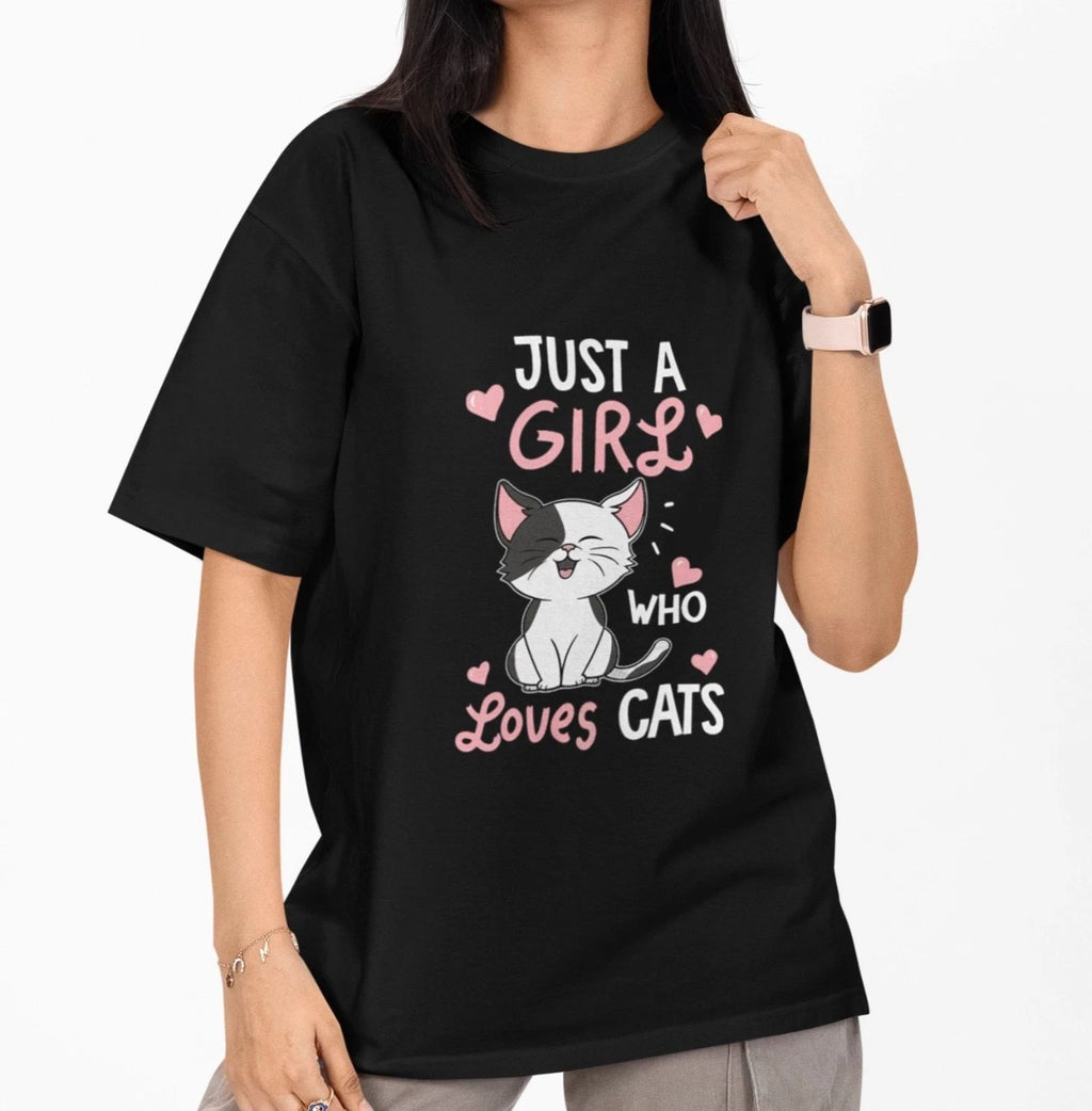 Just A Girl Who Loves Cats T Shirt Cute Cat Lover Graphic Tee Gift for Her