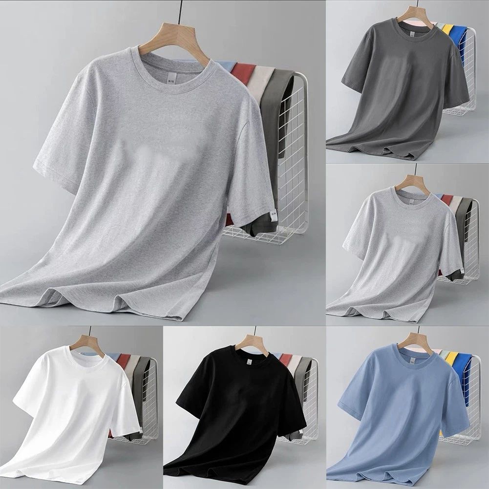 Men Slim Fit T-shirt Casual Crewneck Breathable Fabric Slim Fit Round Neck