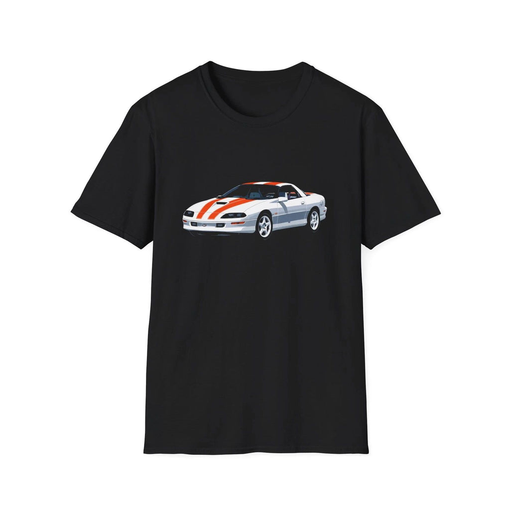 1997 Camaro SS Shirt | White & Orange Stripes 90s Muscle Car Graphic Tee