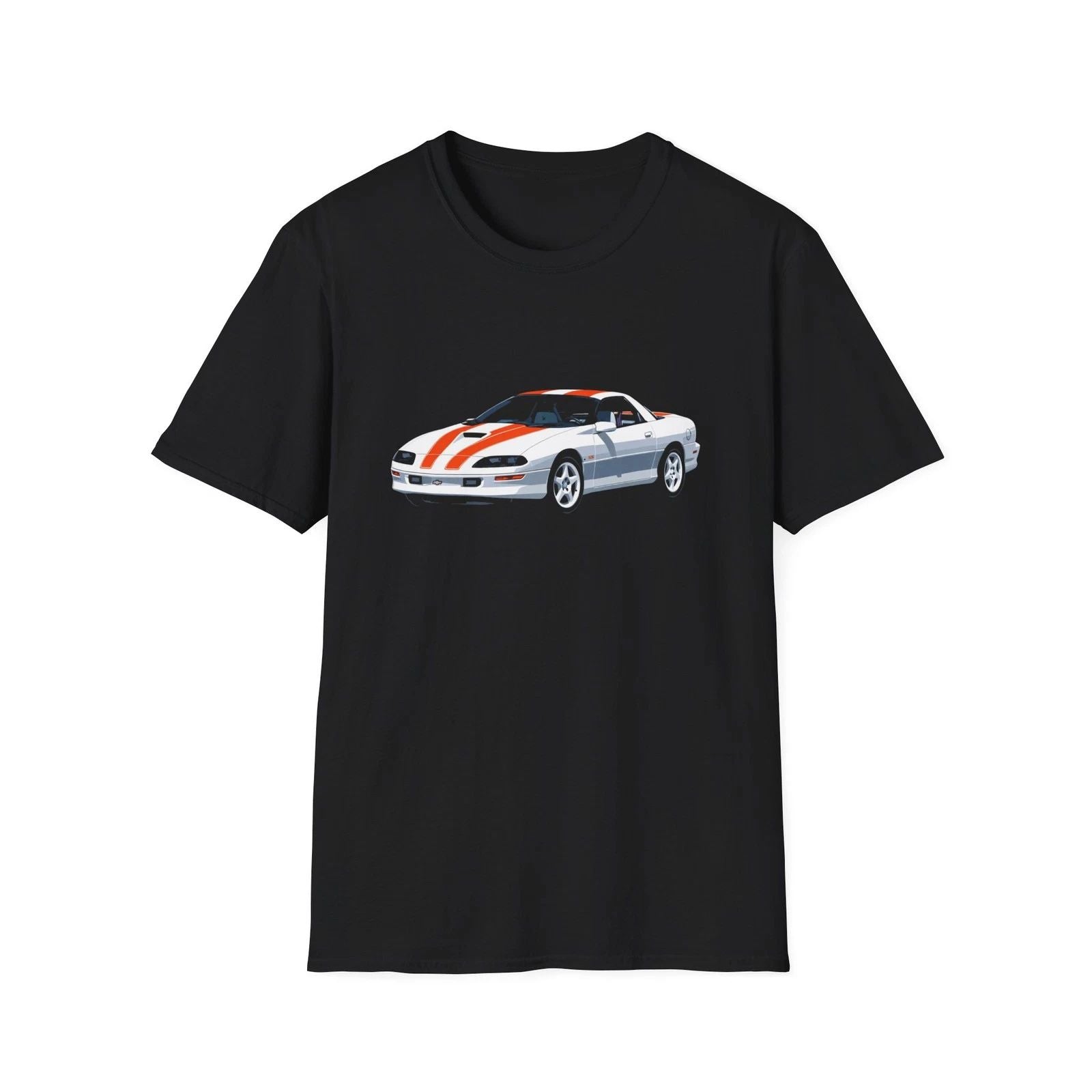 1997 Camaro SS Shirt | White & Orange Stripes 90s Muscle Car Graphic Tee