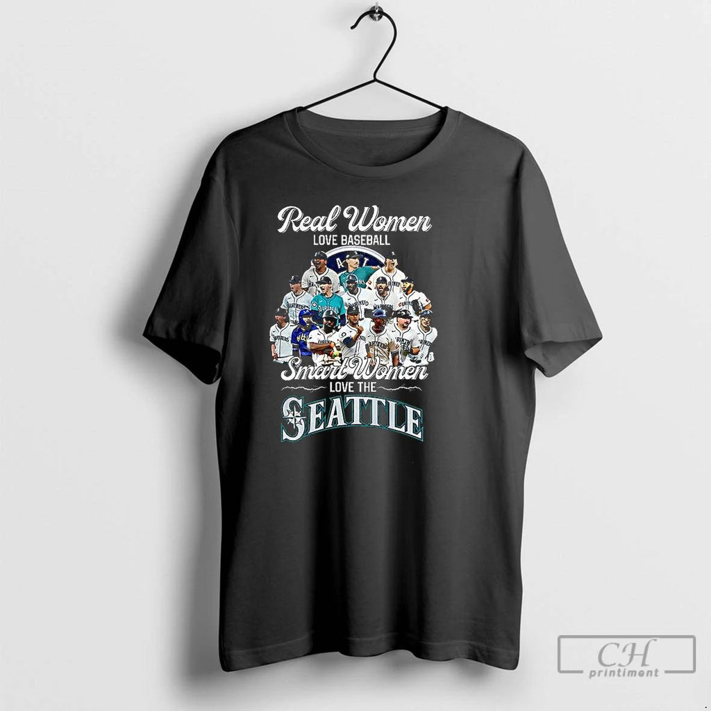 Classic Real Women Love Baseball Smart Women Love The Seattle Mariners 2025 T Shirts
