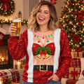 Custom Funny Ugly Sweatshirt - Personalized Christmas Birthday Gifts For Wife, Daughter, Besties, Sisters, Granddaughter, Grandma, Mom, Yourself - Santa's Cheekiest Helper