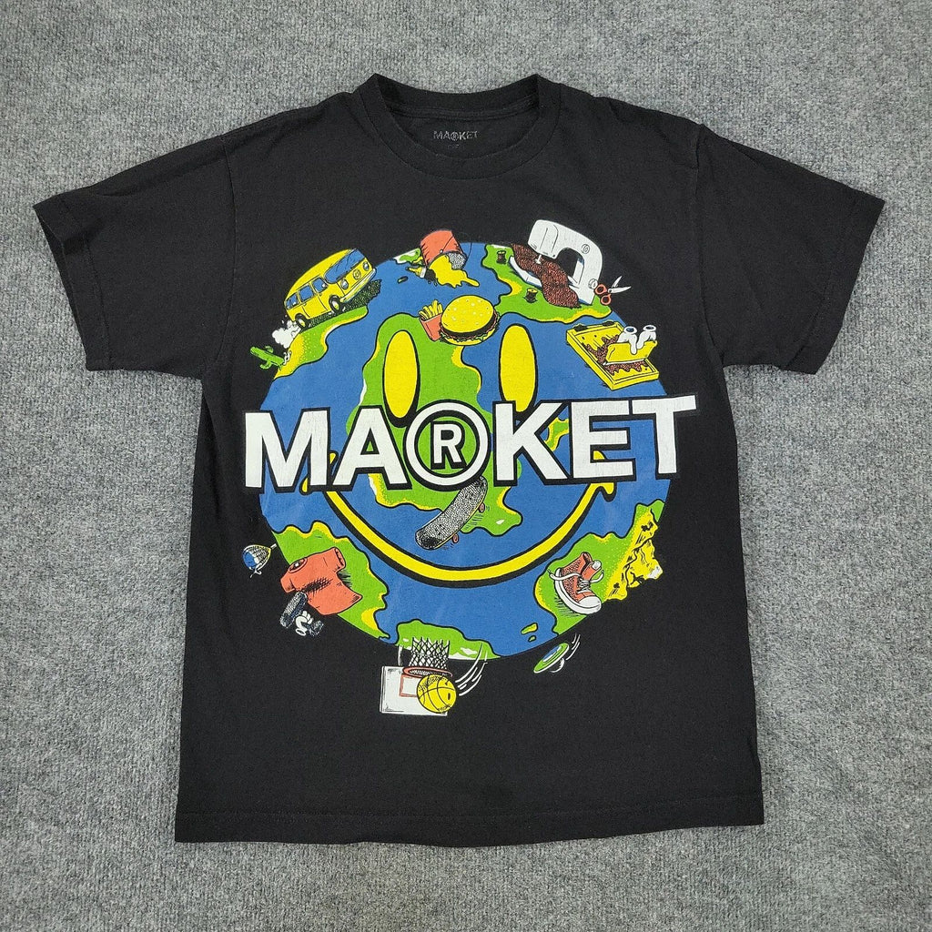 Market Shirt Men's Medium Black MA®KET Logo Earth Graphic Tee Short Sleeve Adult