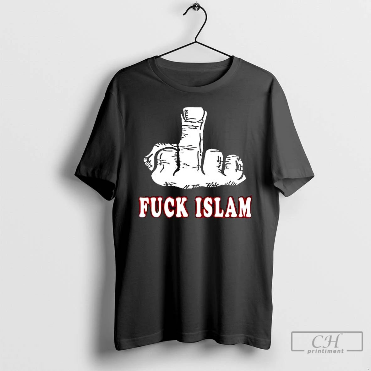 Premium Fuck Islam Graphic Of A Middle Finger T Shirts