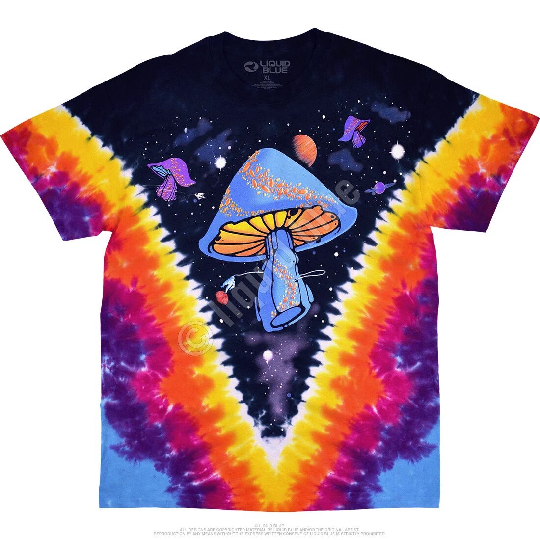 PSYCHEDELIC-SPACE SHROOMS-MUSHROOMS-TIE DYE T-SHIRT S-M-L-XL-2X,3X-4X-5X-6X Dead