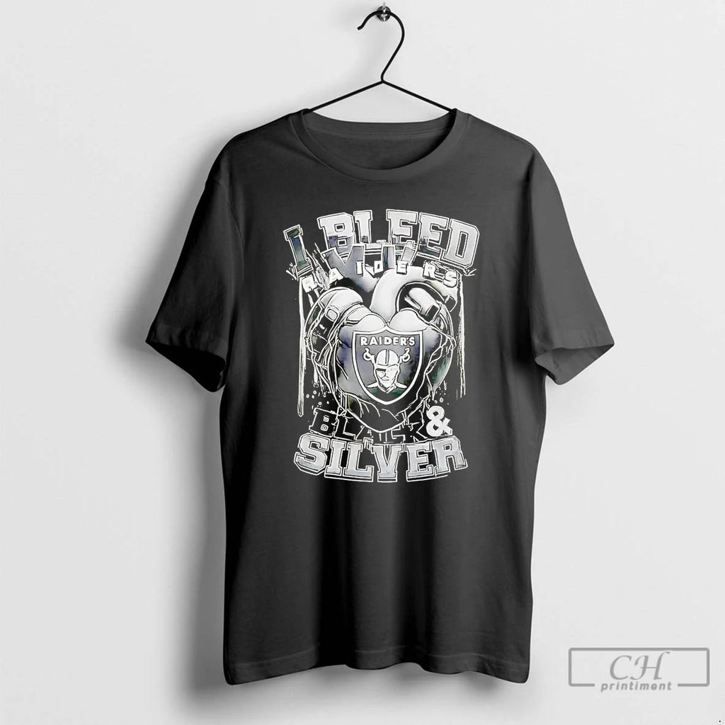 Premium I Bleed Raiders Black And Silver T Shirts