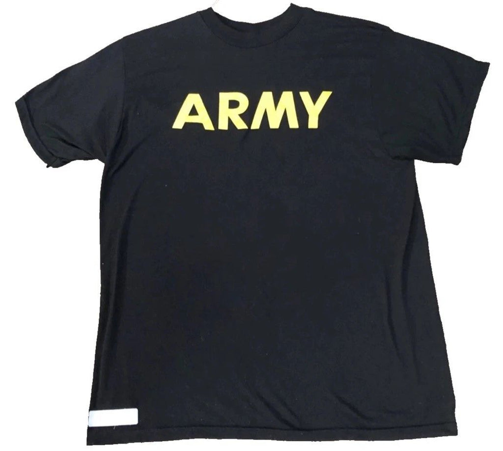 US Military Men's APFU Short Sleeve Shirt Army Black and Gold PT Fitness Large