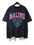 Malibu Beach Distressed Acid Washed Graphic Cotton Surf Tee Y2K XS-2XL 9 Colors