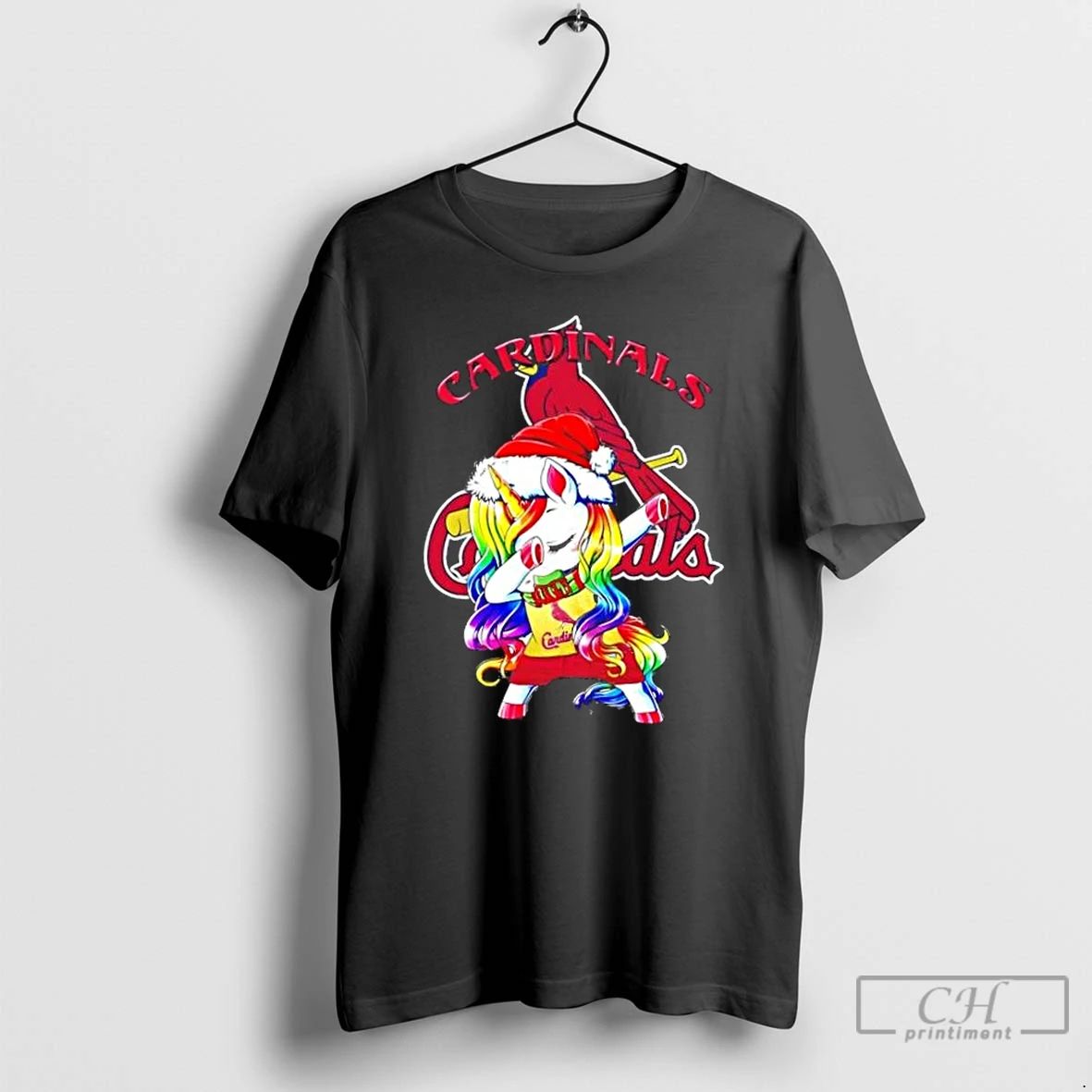 Classic St Louis Cardinals X Unicorn Santa Hat Dabbing Merry Christmas T Shirts