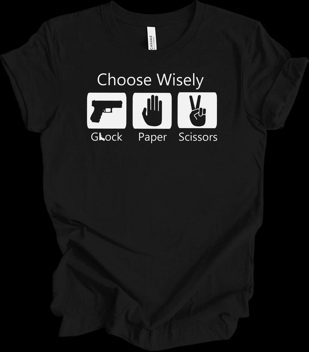 Glock Paper Scissors Shirt Choose Wisely Gun Lover Gift Pro 2nd Amendment Tee