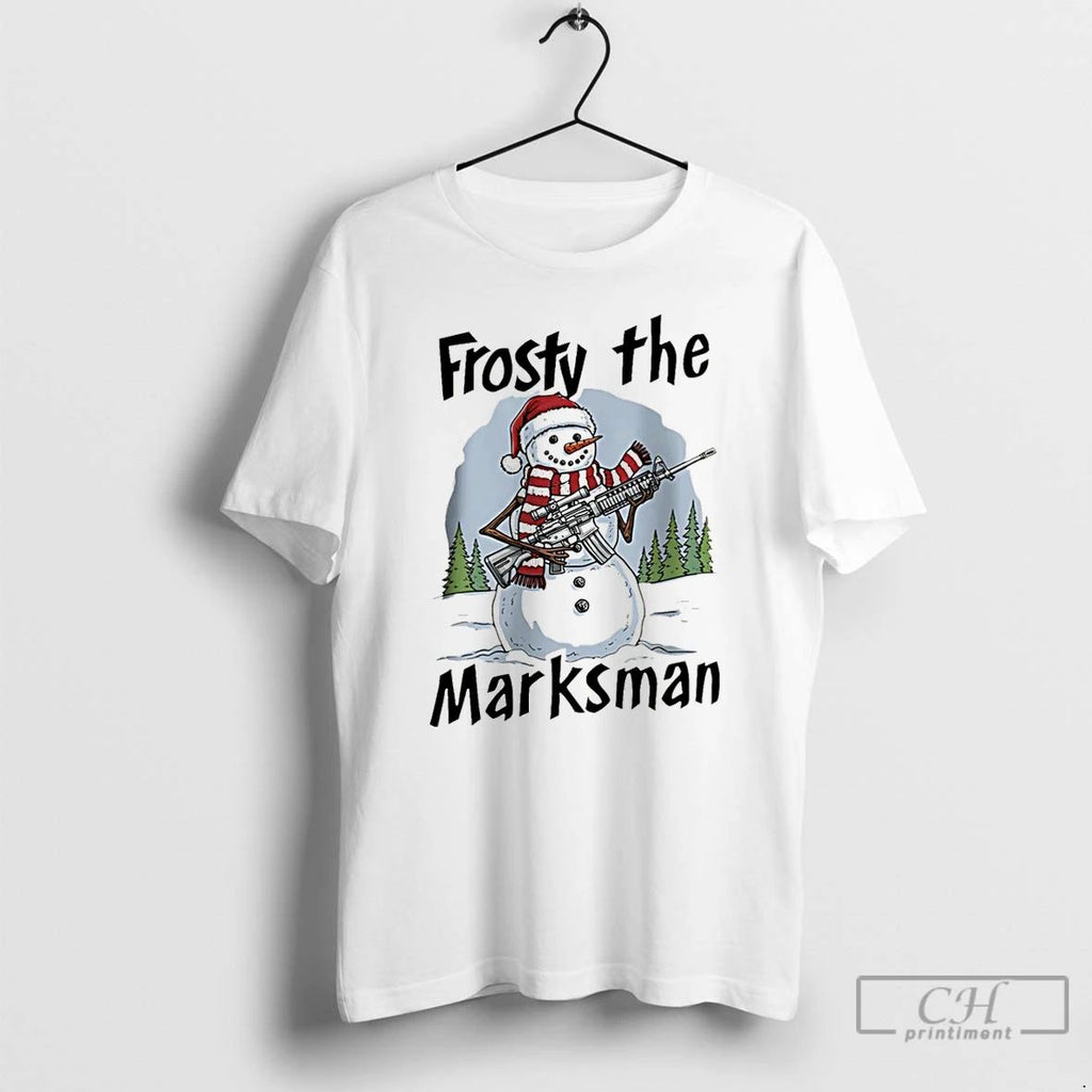 Premium Frosty The Marksman Snowman With Gun Christmas Christmas T Shirts