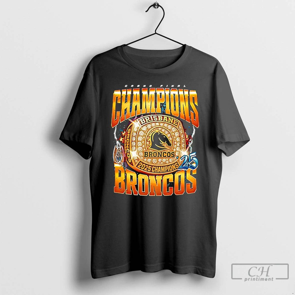 Premium Brisbane Broncos 2025 Champions Ring T Shirts