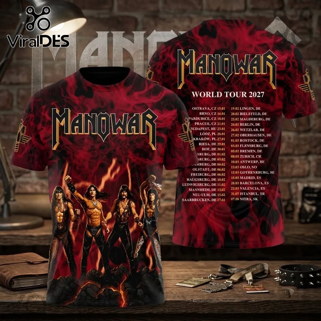 Manowar 2027 World Tour Red Flame Hoodie