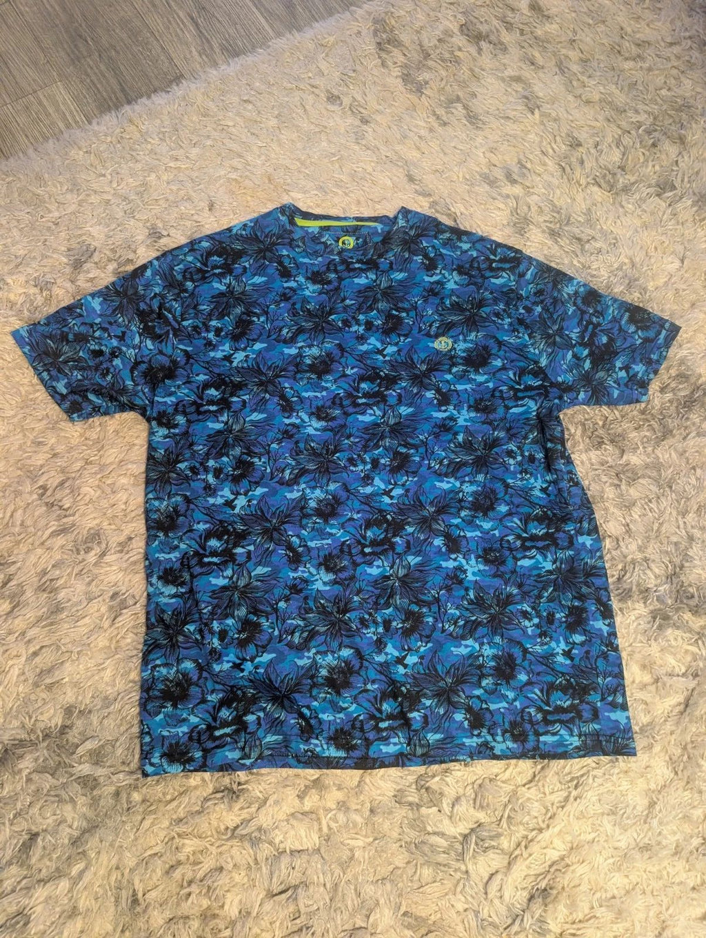 Ocean Club Men's Blue Floral Cotton Jersey T-Shirt Size M Short Sleeve