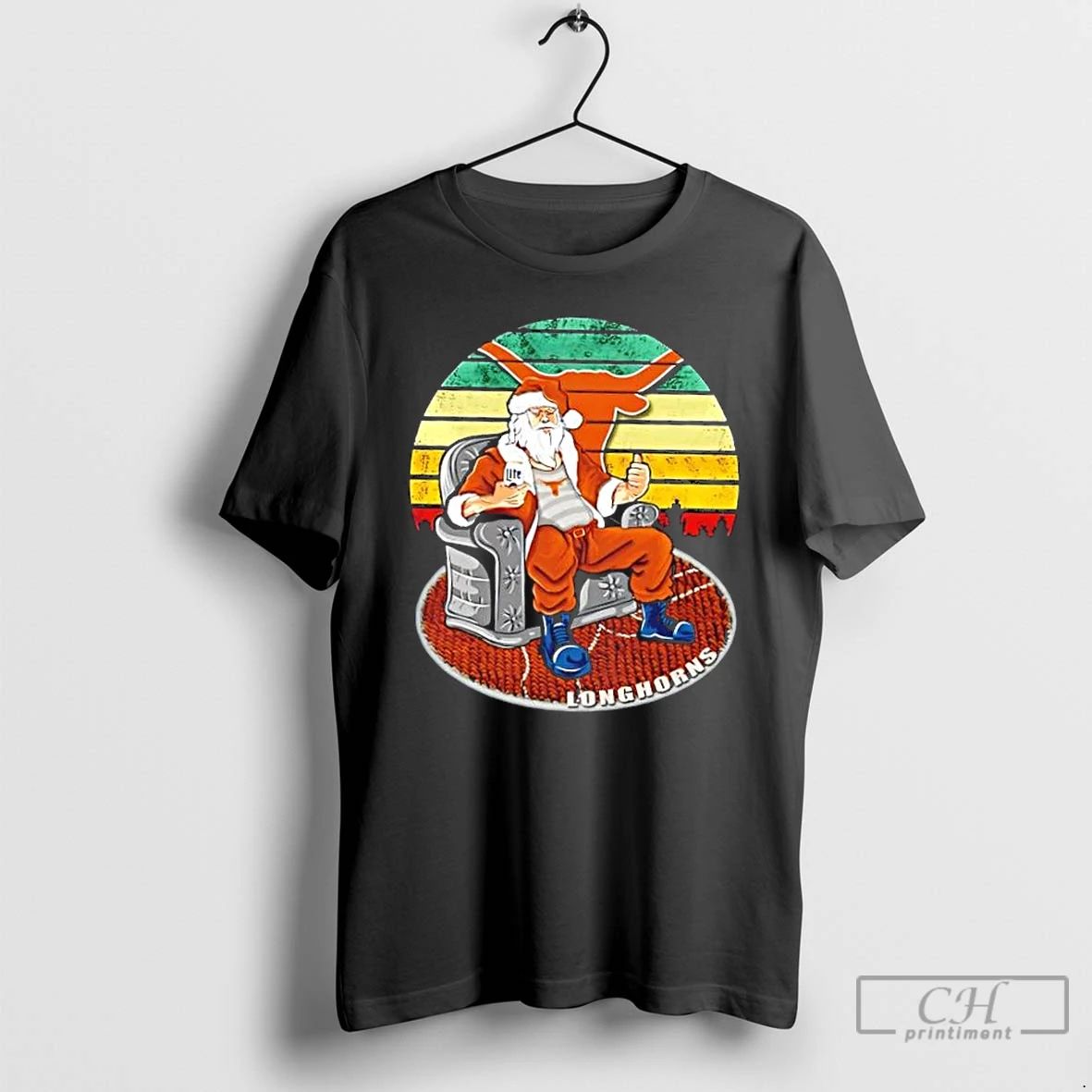 Premium Texas Longhorns X Santa Claus Christmas Vintage T Shirts