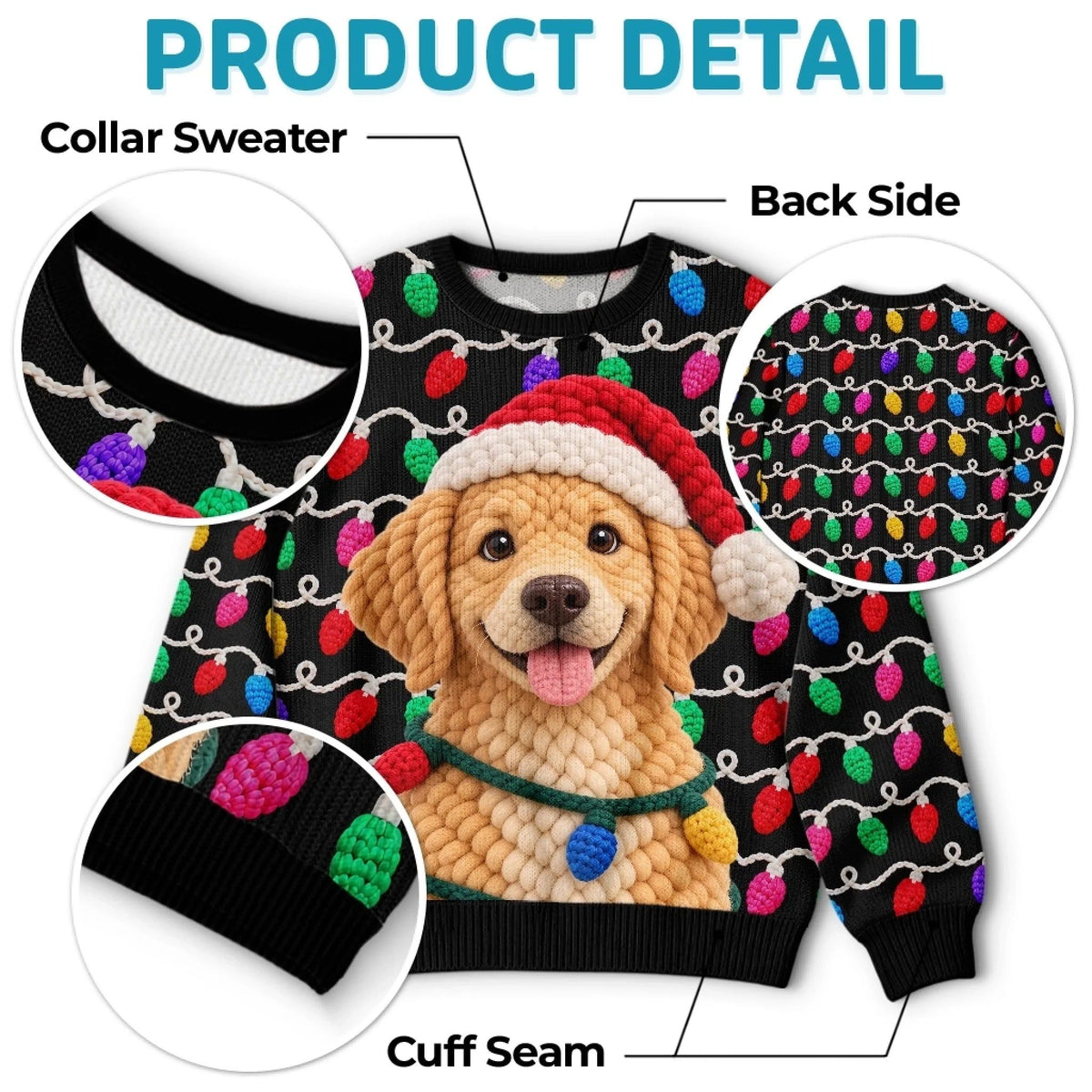 Custom Photo Crochet Pet Christmas Gifts For Dog And Cat Lovers - Personalized Ugly Sweatshirt