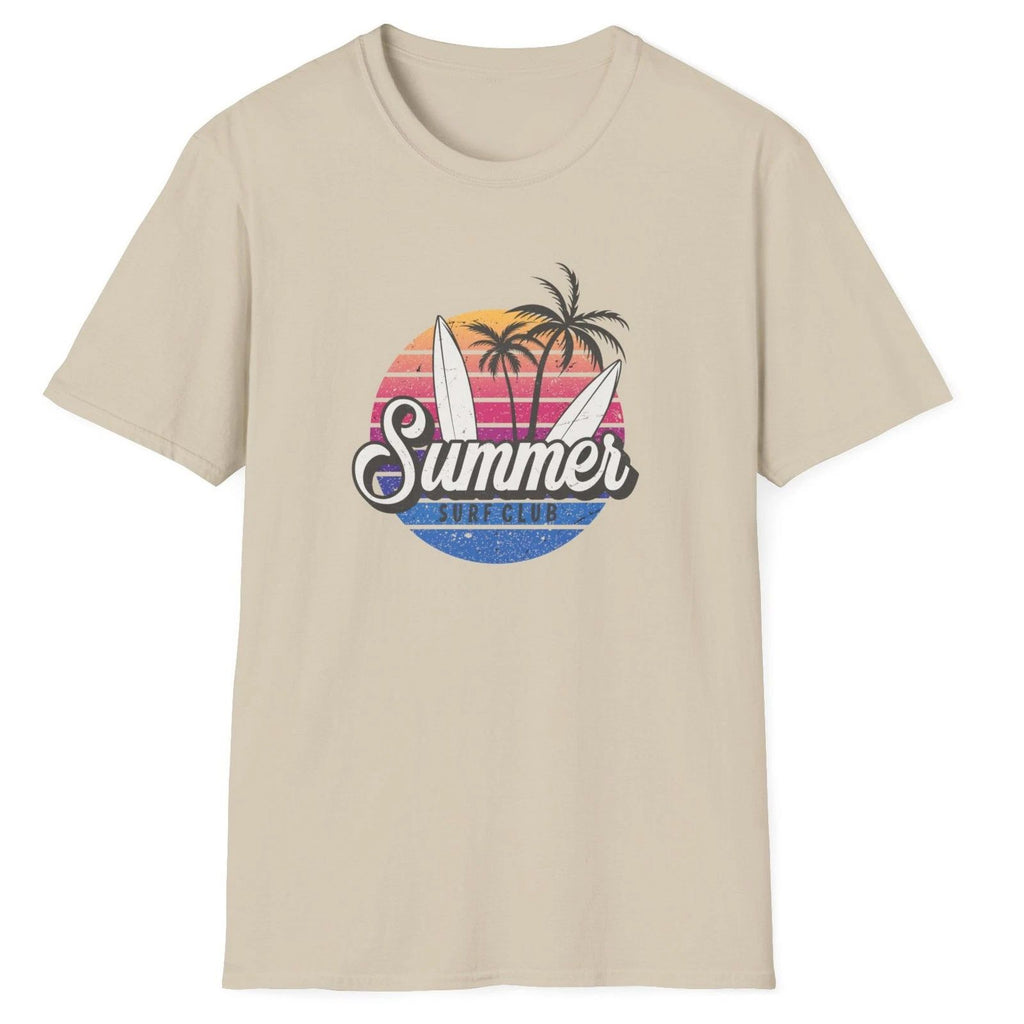 Summer Surf Club T-Shirt, Fun Sport Soft Activewear Tee, Unisex, Color Options